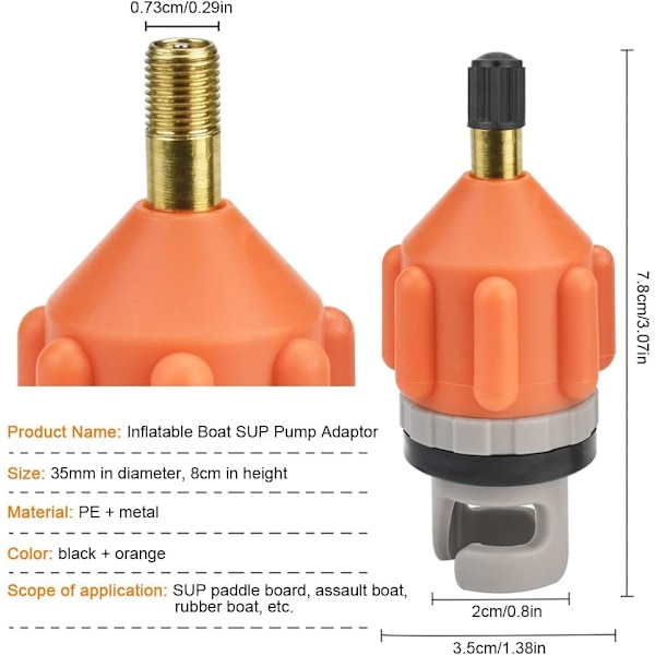 Set med 2 kajakpumpadaptrar, Jormftte, plast, svart/orange