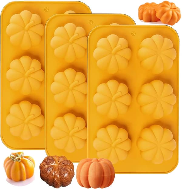 Silikone Græskarm Form 3-pak Græskarsæbeforme Efterårsbageforme til Muffins Cake Pop Jello Chokolade Bombe Efterårs Badebombeforme Thanksgiving Forme Pumpkin