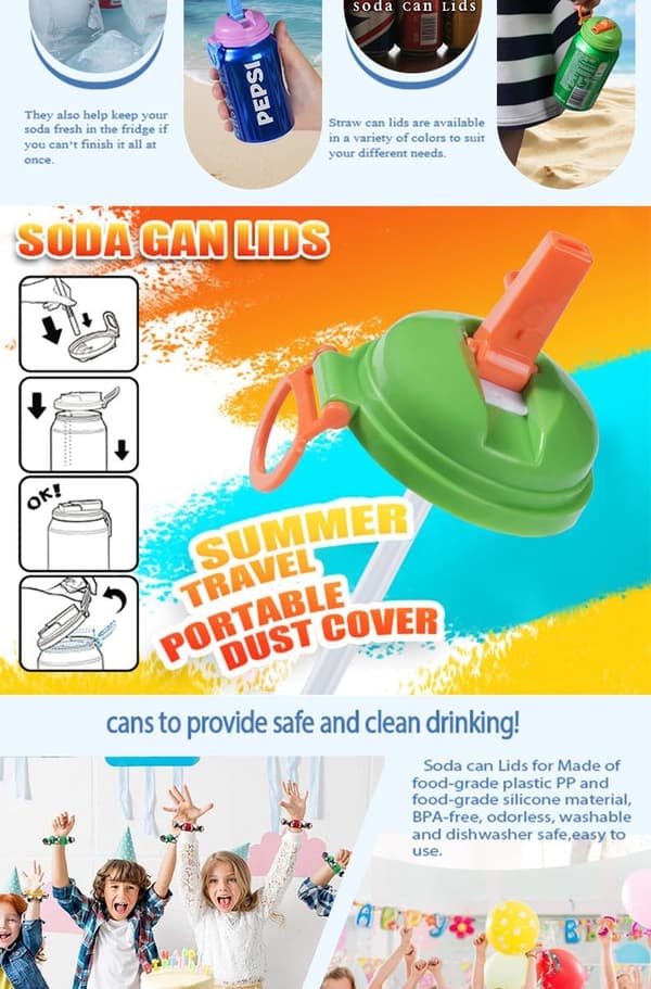 4-pack Magnetic Soda Can Lids, Reusable BPA-Free – Keeps Fresh, Insect and Dust Proof for Beach BBQ