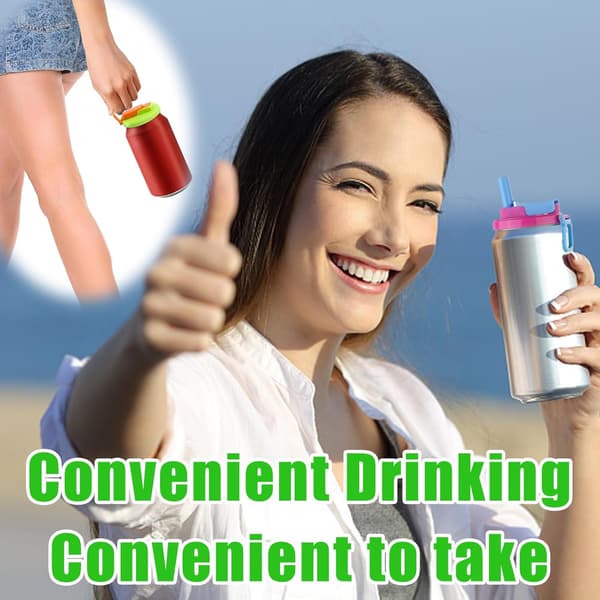 4-pack can lids with straws, soda can lids, reusable decorations for beverage cans