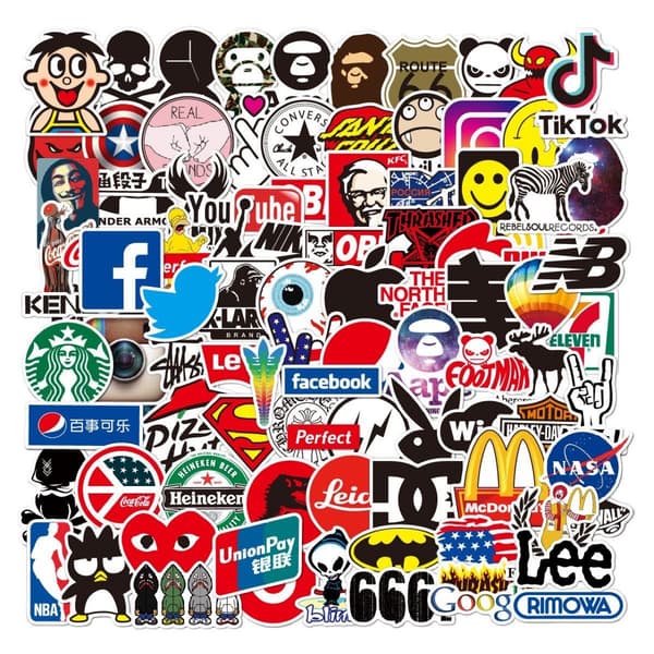 100 st Mode Graffiti Stickers Vattentät Laptop Bagage Skate multicolor