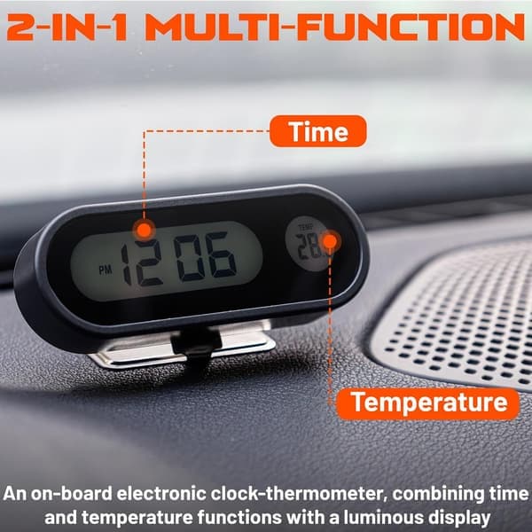 Bil Tidsklocka Termometer Bil Smart LED Digital Display Elektronisk Klocka Termometer med Bakgrundsbelysning