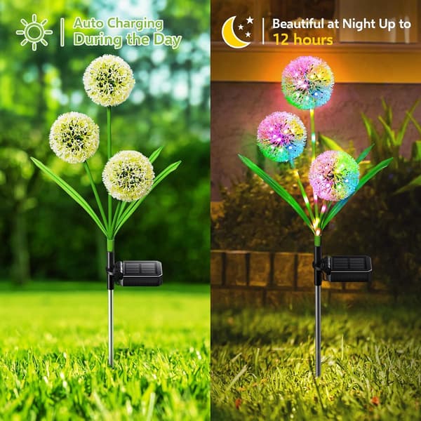 2 stk. solcellelamper udendørs havedekoration, solcelleblomsterlamper, 2 tilstande LED mælkebøttelys lysere vandtætte dekorative havelamper