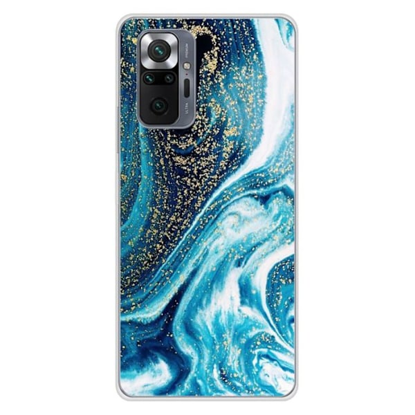 Tryckt silikonfodral som är kompatibelt med Xiaomi Redmi Note 10 Pro Glitter Blue Marble Transparent