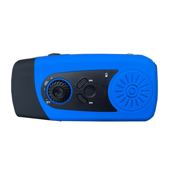 Solardriven handvev nödväderradio, FM bärbar radio med LED ficklampa 2000mAh ström