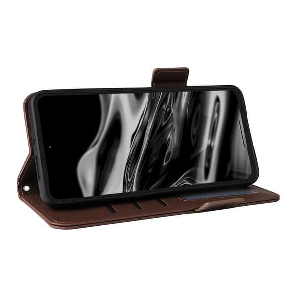 For XREAL Beam Pro Case Litchi Texture PU Leather Wallet Flip Phone Case Brown