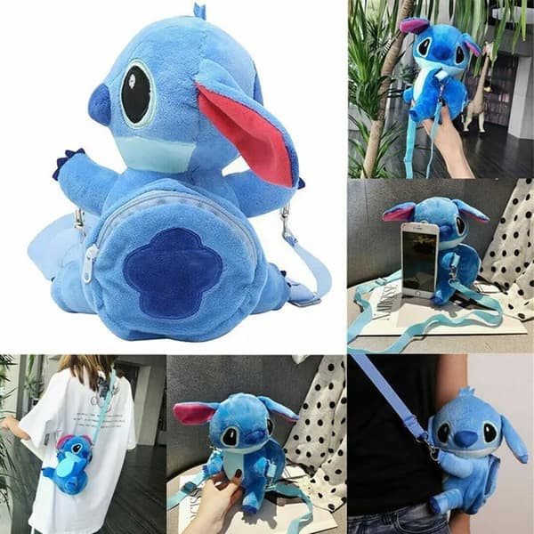 Stitch Mini Plush Backpack, Children's Plush Backpack, Blue
