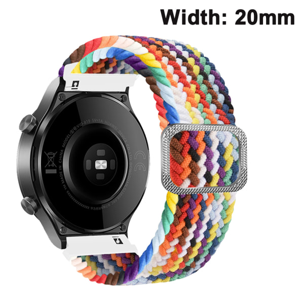 20mm Mjuk Nylon Sportklockarmband Kompatibel med Samsung Galaxy Watch, Justerbart Sportarmband Rem Armband Ersättning Armband Regnbågsfärger