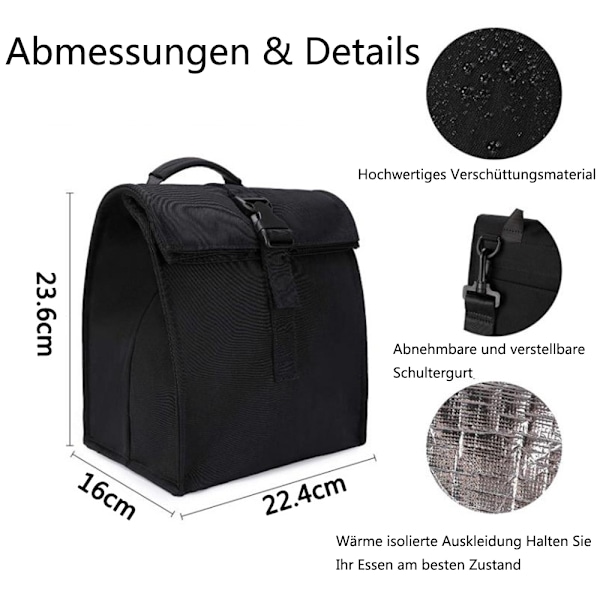 Kylväska Liten Stor Lunchväska 10L Rulltopp Isolerad Picknickväska Expanderbar Liten Kylväska för Resor, Arbete, Skola, Kvinnor Barn, Resemat