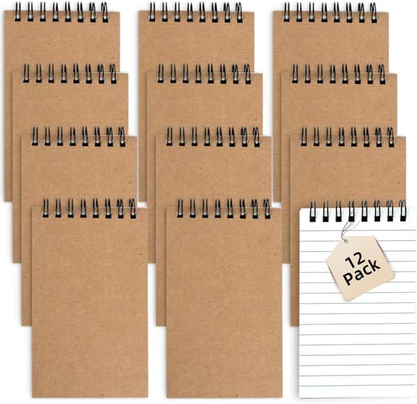 Pocket Notebooks Set of 12, Office Style Mini Notebook, Small Pocket-Sized Notepad, College, Work or School.