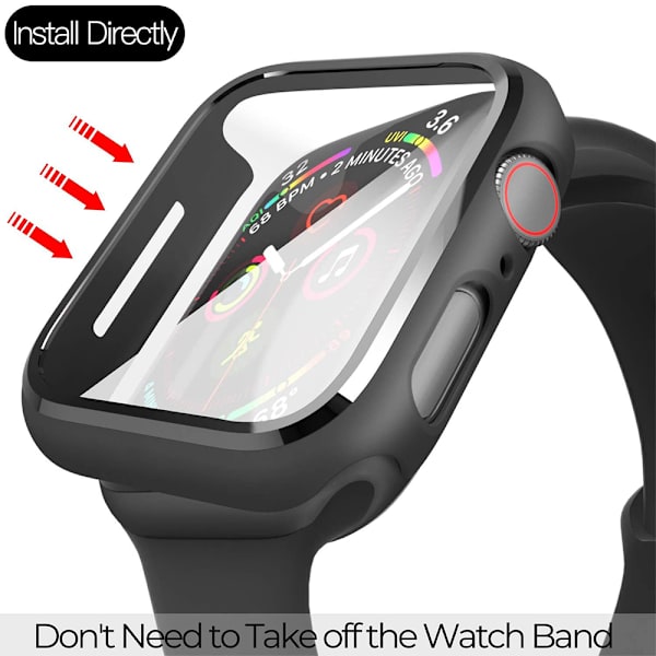 Kompatibelt Apple Watch Series 5 / Series 4 Fodral 40 / 44mm med Härdat Glasskydd, 360 ° Allround Skyddande Fodral Ultra Tunn
