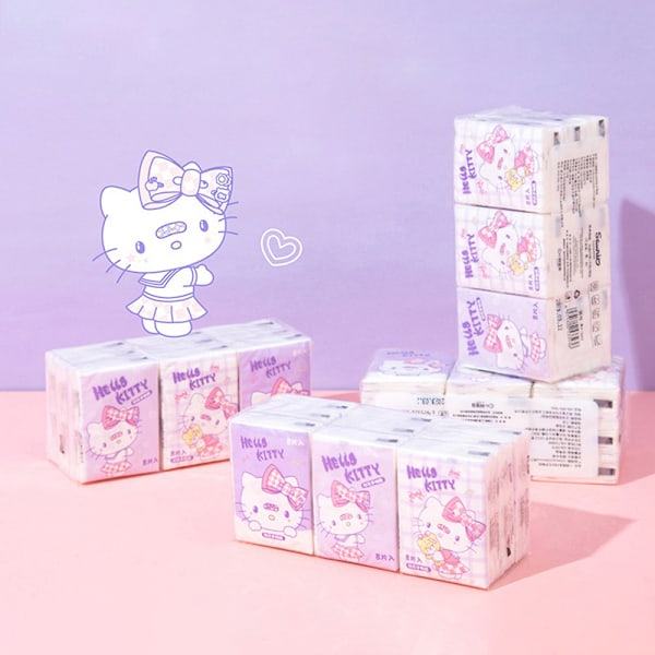9 st Tissue Kawaii Cartoon Printed Näsduk e Girl Portable A4 A4