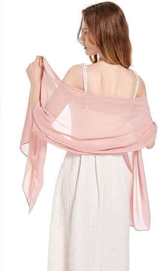 Shawls and Wraps Soft Chiffon Scarf for Evening Dresses Wedding Stole nude pink