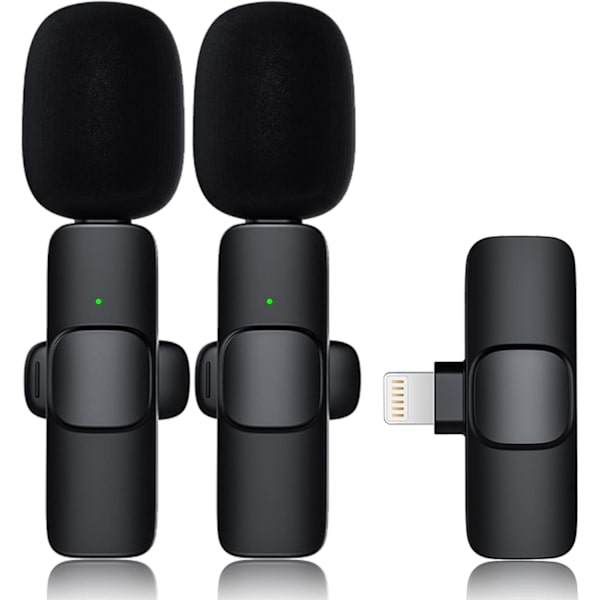 Trådlös Lavalier Lapel Mikrofon för iPhone iPad, Mini Inspelningstelefonmikrofon för Livestream, för Videoinspelning, Intervju, TikTok, Facebook