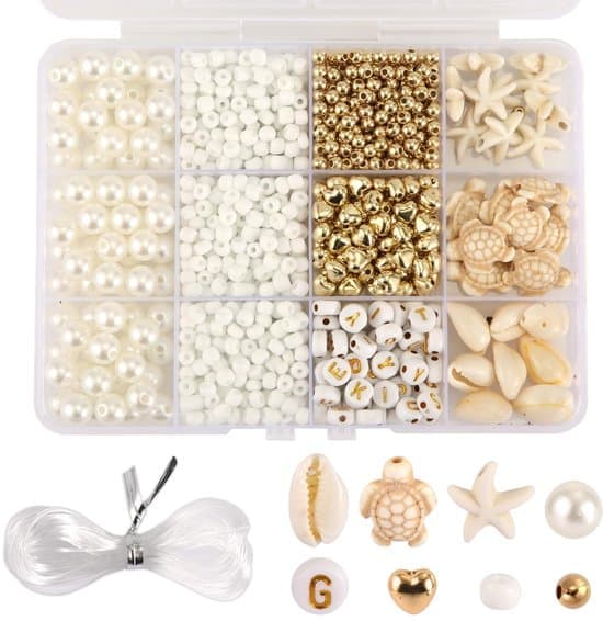 Beach Bracelet Making Kit - Creative Beads and Crystal Thread - 1000 Pieces
