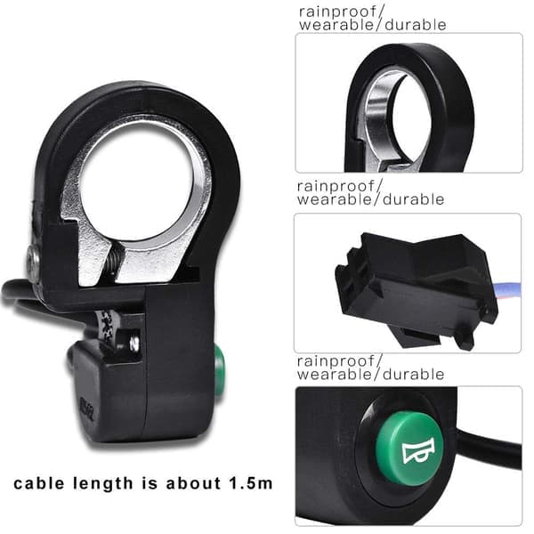 Ebike Horn 23mm Mini Bike Kill Switch with 5ft Cable Horn Button Suitable for Various Electric Bikes and Scooters