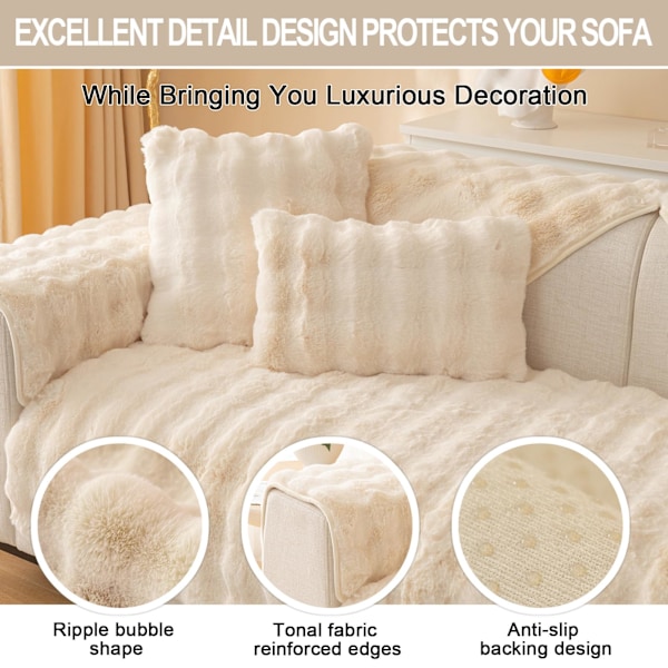Kanin Plysch Soffa Överdrag L Form 1/2/3/4 Sits Soffa Överdrag Hörnsoffa U Form, 2023 Ny Universal Halkskyddad Soffa Skydd, Super Mjuk Soffa white white 90*210cm