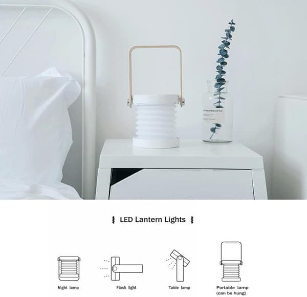 Adjustable, Dimmable, Touch Control, USB-C Rechargeable, Bamboo Handle, Foldable, Night Light, Desk Lamp, Flashlight, Multiple Functions, Gift, Novelty