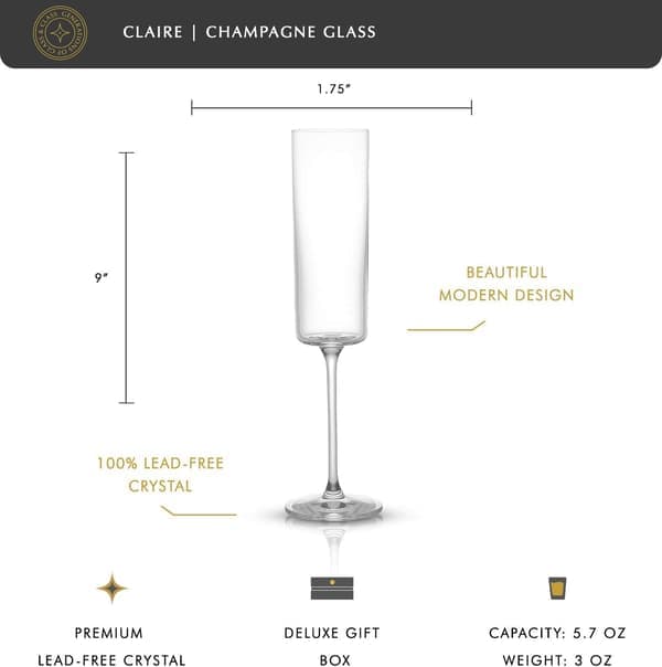 Champagneglas i kristall, 210 ml, utsökt hantverk, lämplig för hemmabar