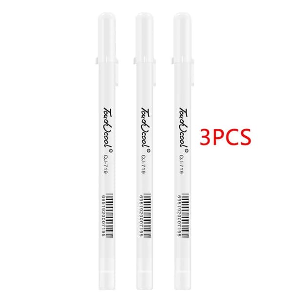 3 st 0,8 mm Creative White Marker Pen Highlight Marker Fine Tip for Students Drawing Art Writing School Supplies White 3 pcs