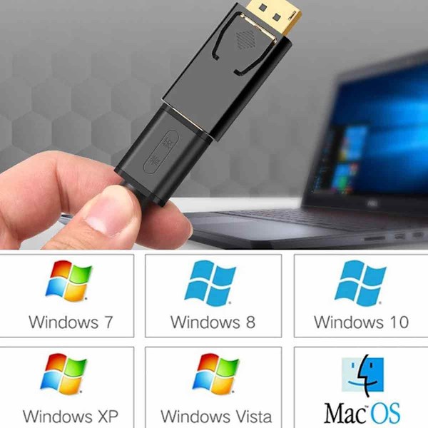 Svart Displayport Dp till Hdmi Adapter Konverter
