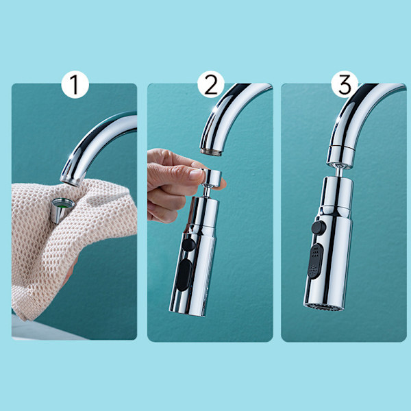 Flexibelt Spruthuvud för köksblandare med 3 lägen och 720° Silver