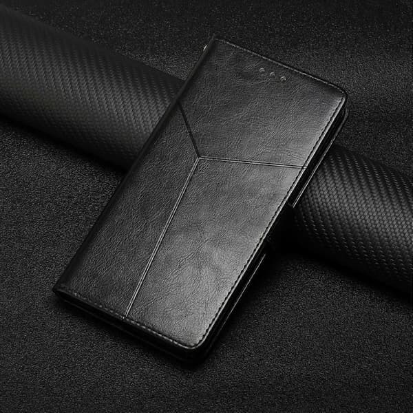 For Motorola Moto G56 5G HT01 Y-shaped Patterned Flip Leather Case Black