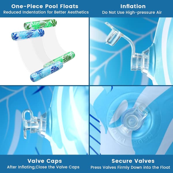 2-pack uppblåsbara poolflottar för vuxna 4-i-1 vattenhängmatta solstolar flottar tjocka PVC-poolflottar för pool och semester