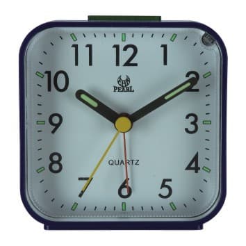Silent Analog Alarm Clock Table Clock Square Desk Clock Quartz Clock with Snooze and Luminous Black Black