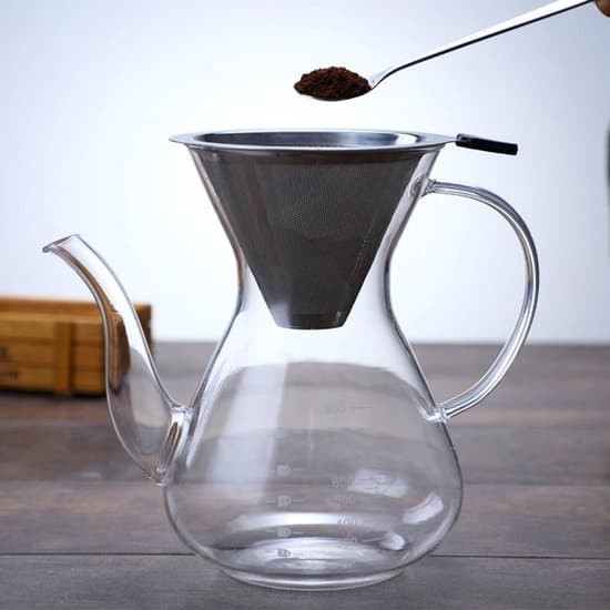 Glaskaffebrygger - Med filter i rustfrit stål - Kaffekande - Kaffekande - Håndfilterkaffekande - 800ml