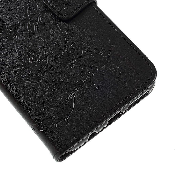 Butterfly läder Samsung Galaxy A7 (2018) fodral - Svart Svart