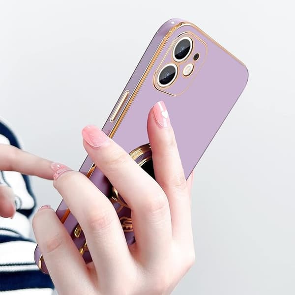 Kompatibel med iPhone 12-deksel Søt 3D-astronautstativdesign Kamera P Lilac