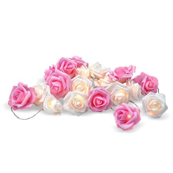 Romantisk Ljusslinga - Rosor - 20 LED-lampor Rosa