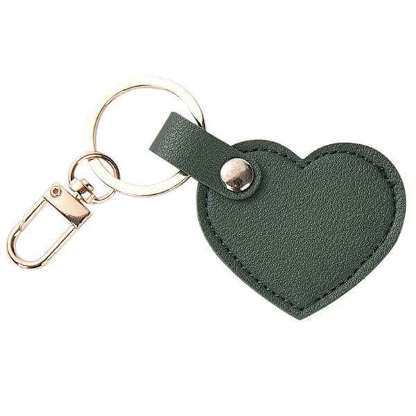 Læder hjerte nøglering Mode læder hjerteformet nøglering taske Mørkegrøn Dark green