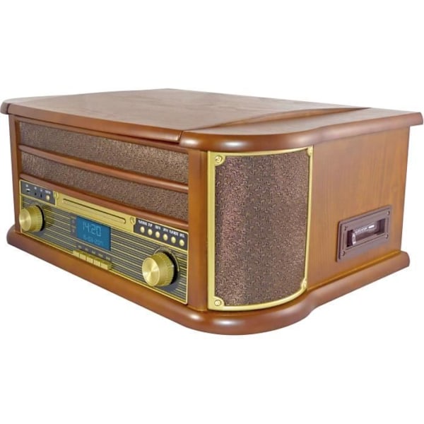 INOVALLEY RETRO29E-N Vinyl Hifi-system i retrostil - Bluetooth 5.0 - 2x20W - CD / K7 ljudspelare - FM-radio - 2 USB-portar
