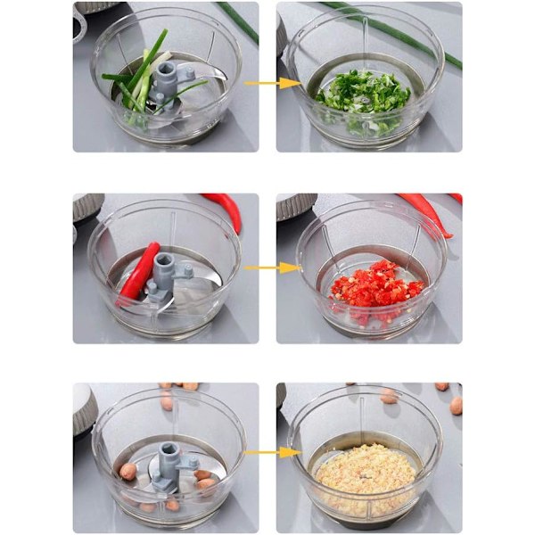 Mini manuell vitlökshackare, extremt hållbar hackare/skärare, mixer för att hacka frukt, grönsaker, örter, lök till salsa, sallad, pesto, kål,