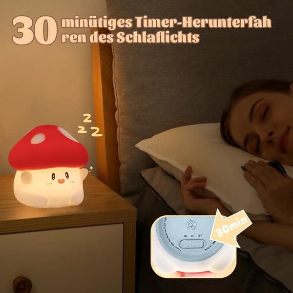 Night Light with 50-Hour Battery and Control Function, Soft Light for Children's Room, USB Rechargeable with Timer – Easter Gift for Girls