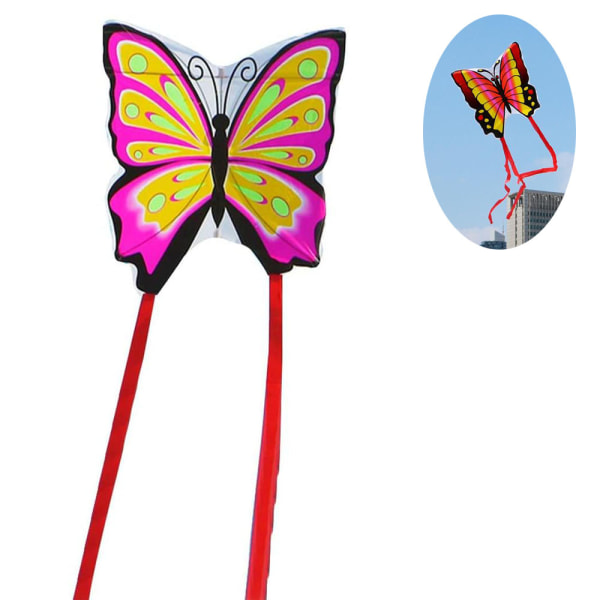 Lättvind fjärilsdrake - Butterfly PINK - enkellinjedrake för barn från 3 år - färdigmonterad - direkt redo att flyga