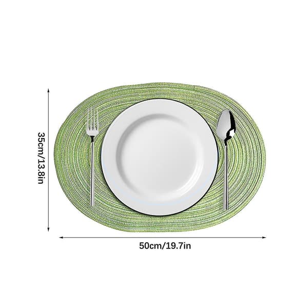 Oval Placemats Washable Placemats For Kitchen Table, 50 x 35 cm (Green, Brown, Grey, Yellow) green