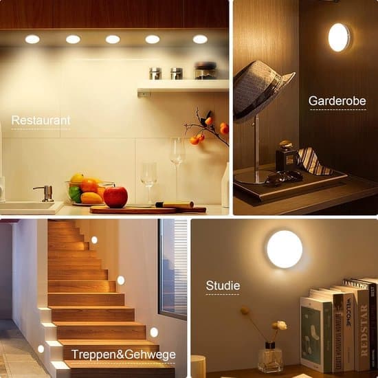 Night Light Set - 8 LED Motion Sensor Night Lamps - USB Rechargeable and 3 Operating Modes - Automatic On/Off/Standby - For Bedroom Hallway 3 Pieces