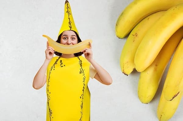 Simuloitu hedelmäroolipeli lomapuvut Ultimate Banana Fruit -asu aikuisille unisex yksi koko