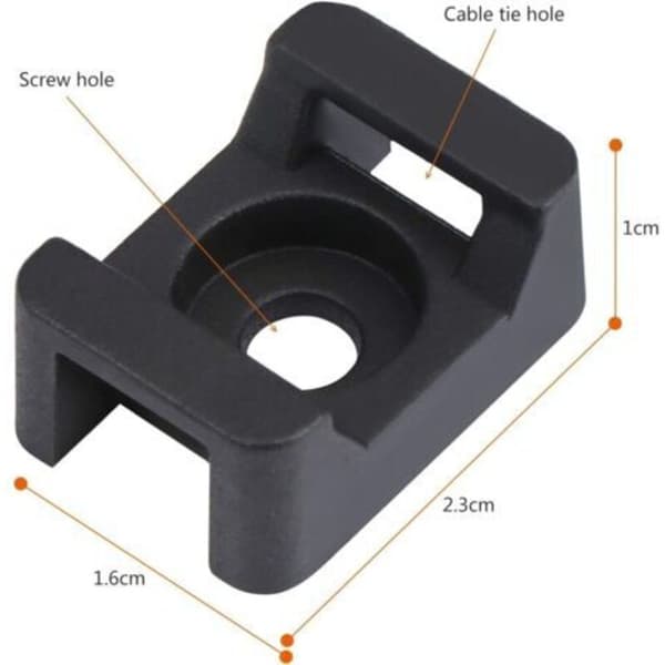 150 stk. sorte kabelbindereholdere, kabelbinderbase til kabelorganisering, 23 mm x 16 mm