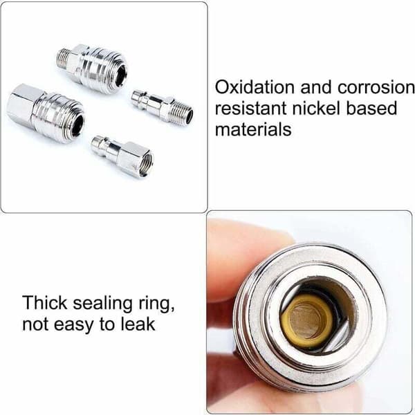 1/4\" BSP Lynkobling Kompressorbeslag Luft Pneumatisk Koblingssæt Slangefittings Han Hun Forbindelse 10 Dele