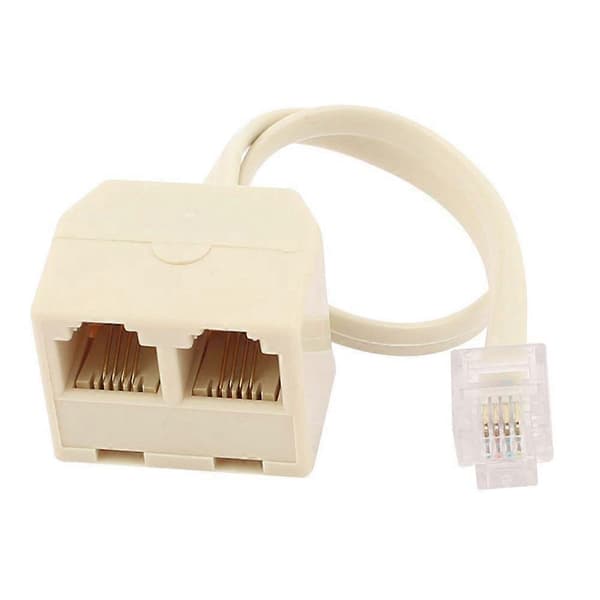 RJ11 6P4C Han til Hun 2-vejs Stik Telefonstik Linjesplitter Adapter