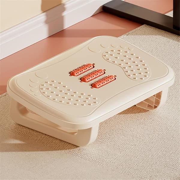 Fotstöd under skrivbordet, ergonomisk fotpall med massagerullar, bärbart bordsbenstöd, benstöd för hemmakontor.