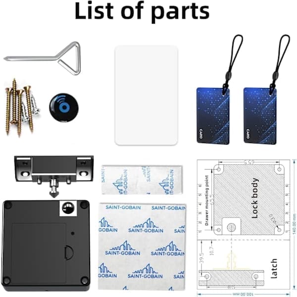 RFID elektroniskt skåplås dolt DIY för träskåp låda skåpspärr
