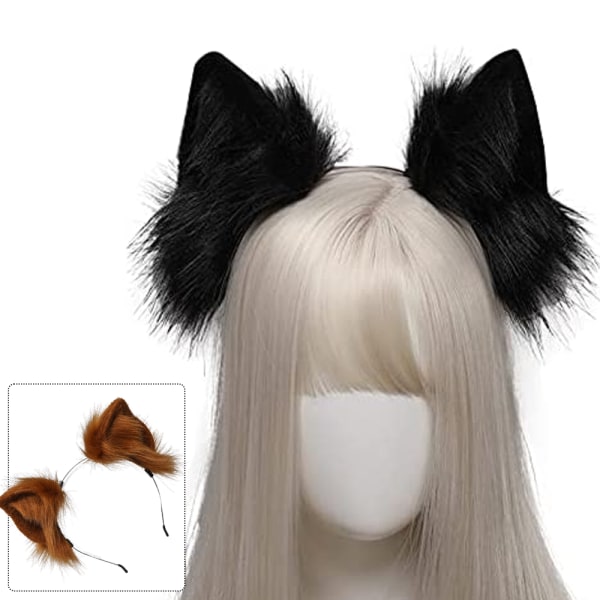 Cosplay Fox Ears Pannband Hårband Hårklämmor Halloween Kostym Party Headpiece Huvudbonader Vit