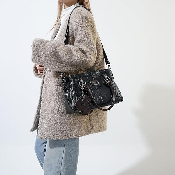 Damhandväskor & Plånböcker Veganska Läder Tote Väskor Dam Crossbody Axelväskor med Fack Reseplånböcker