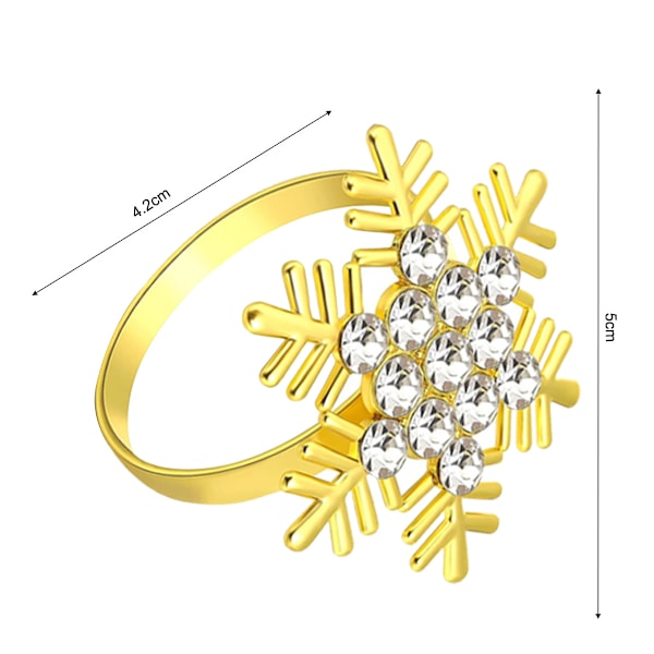 12 st snöflinga servettringar jul servettringar hållare för julmiddagar fester, bröllopsdekoration, bordsdekoration tillbehör