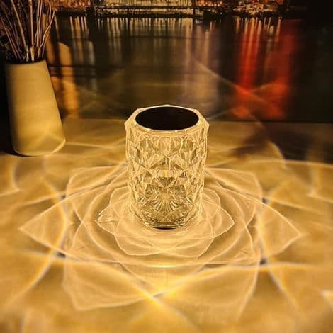 LED Crystal Lamp, Diamond Crystal Table Lamp with 3 Color Changing Touch Control, Bedside Lamp with USB Cable, 913cm